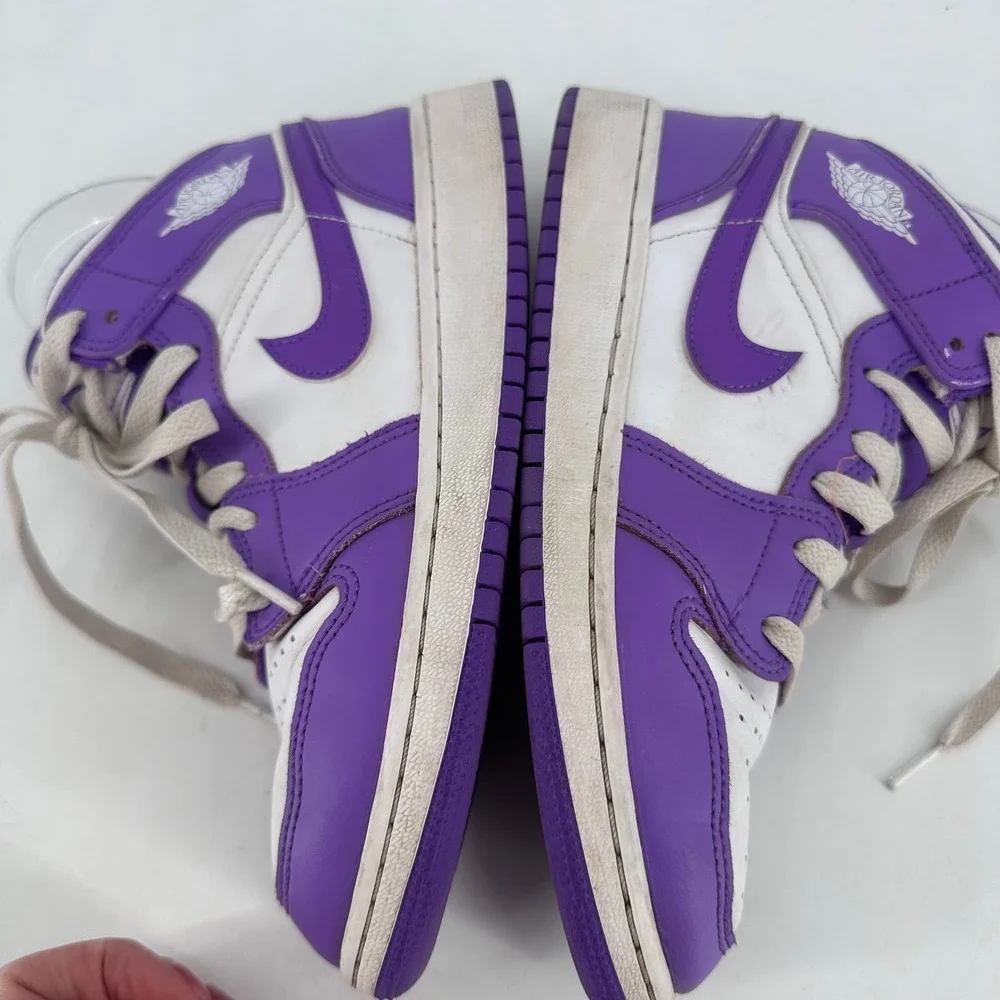 Kids Nike Air Jordan 1 Mid SE Venom Purple White High Top‎ Sneakers Sz 5.5Y